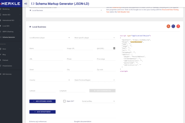 schema markup tool internal